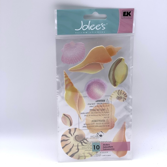 Jolee's Vellum Seashell Stickers - Set of 10 Pastel Themed Scrapbooking NEW - Picture 1 of 4